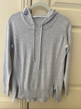Athleta Light Gray Hooded Crew Sweater